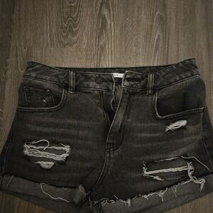 PacSun Black Distressed High Waist Shorts